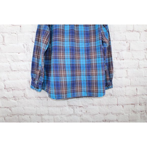 LL Bean Blue Cotton Scotch Plaid Flannel Traditional Fit Shirt Size L - Picture 7 of 9
